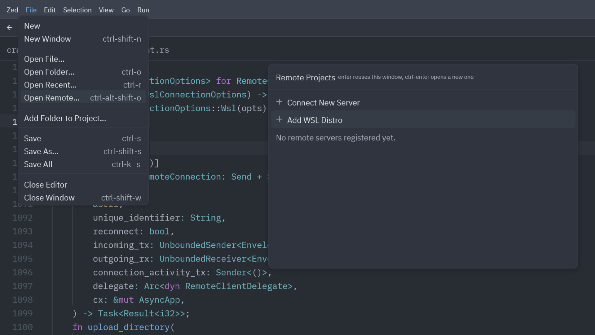 Zed's direct integration with WSL