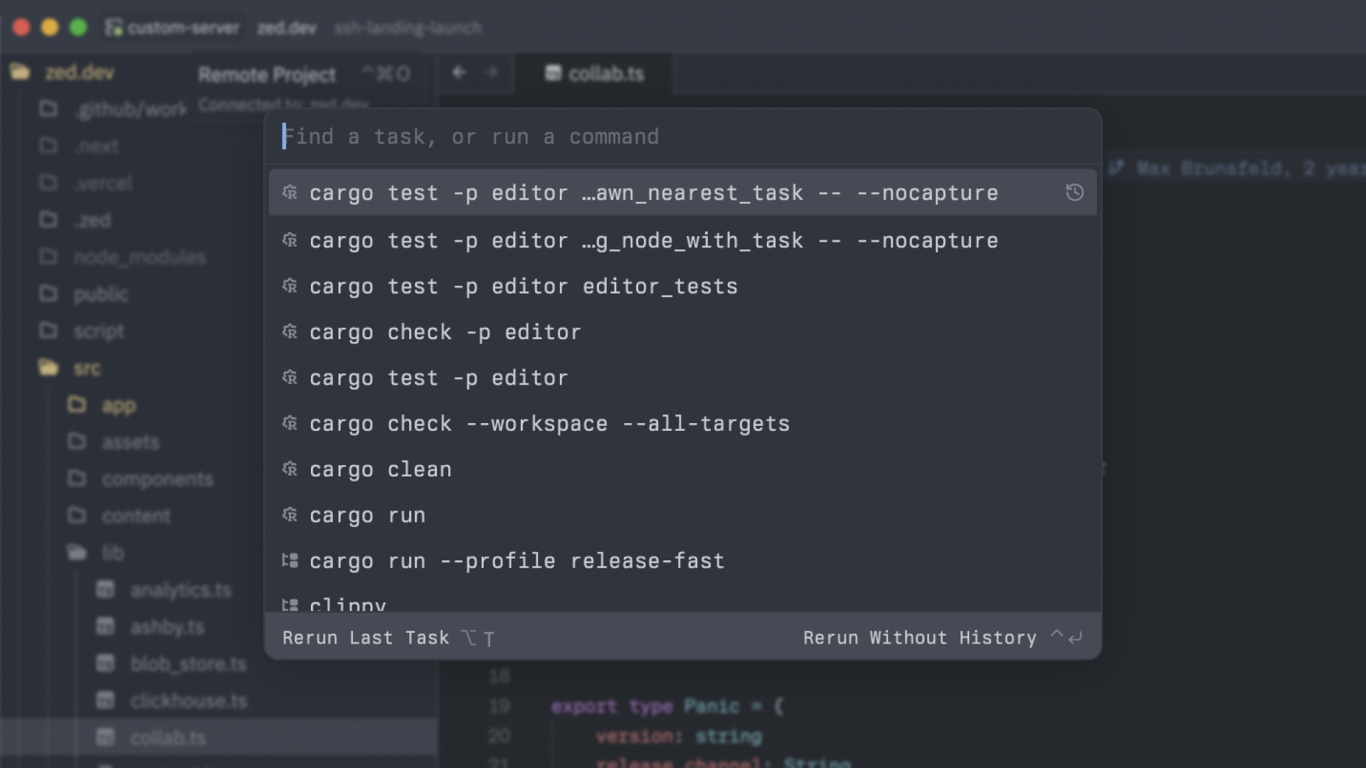 Remote terminal and tasks